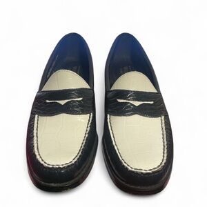 GH Bass loafers in black and white crocodile